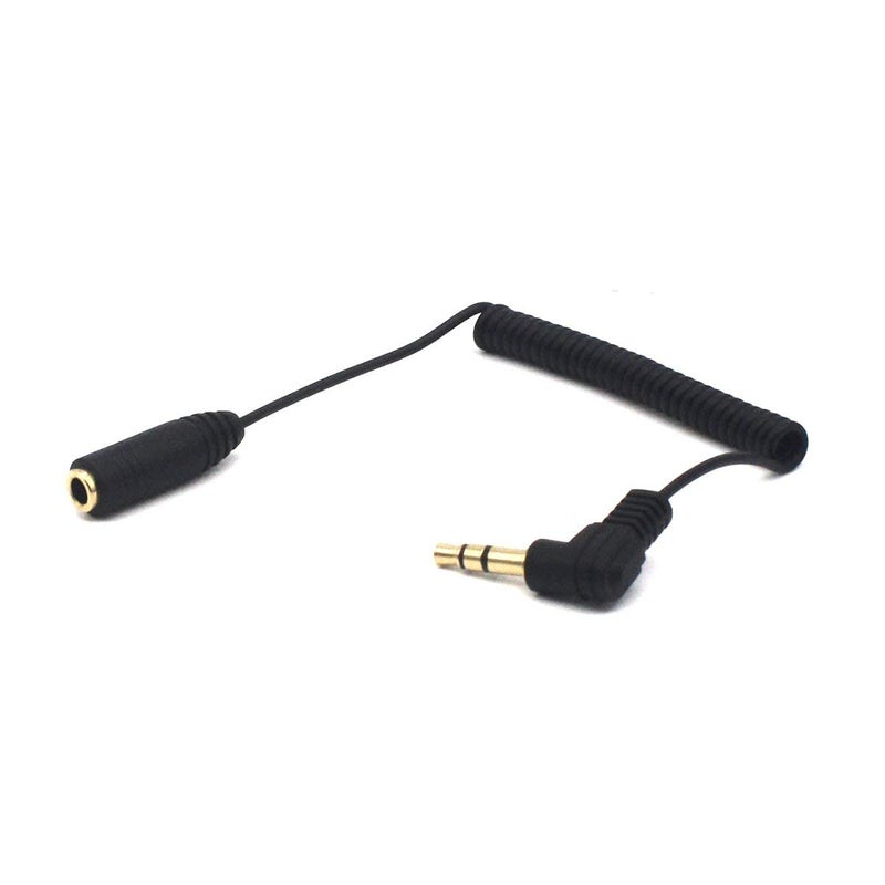 Kework 30cm 3.5mm TRS Extension Audio Coiled Cable, 90 Degree Angle Male to Straight Female 1/8" 3.5mm 3 Pole Jack Stereo Headphone Aux Spring Spiral Cord, 2 Pack, OD 1.5mm - Image 5